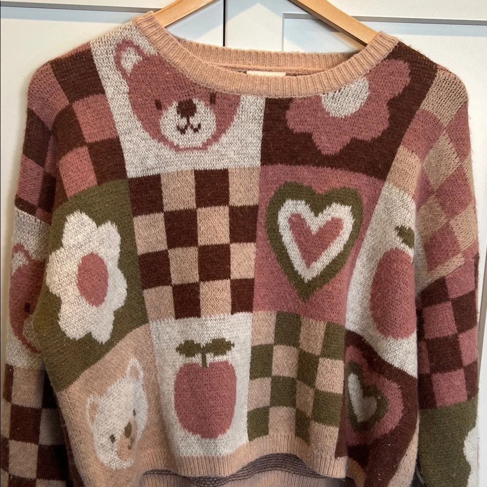 Debut Patchwork Sweater - Pink, Brown, Green Size M - Picture 7 of 7
